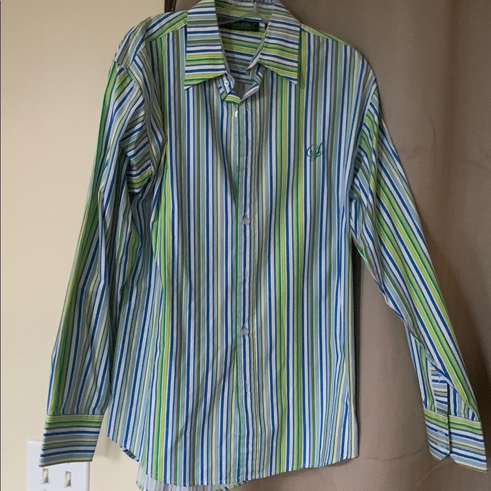 South Pole‎ Mens Shirt Large multi color strip Long Sleeve Button Up